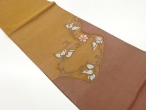 明綴れ花唐草模様織出し袋帯